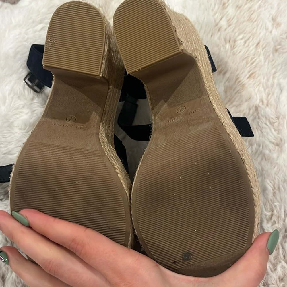 Women's Blue Wedge Sandals - Picture 3 of 4